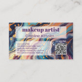 Carte De Visite Motif d'art en marbre d'or rose bleu foncé Aqua (Dos)