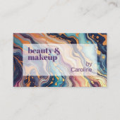 Carte De Visite Motif d'art en marbre d'or rose bleu foncé Aqua (Devant)