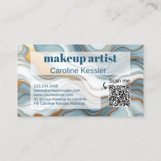 Carte De Visite Motif d'art en marbre gris bleu turquoise (Dos)