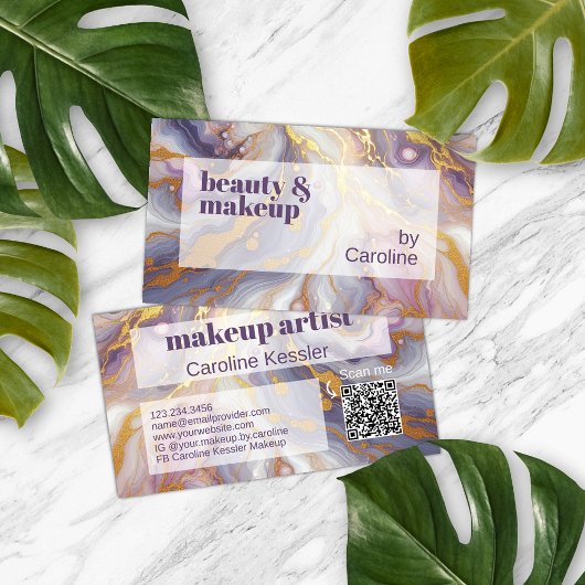 Carte De Visite Motif d'art en marbre rose foncé violet bleu