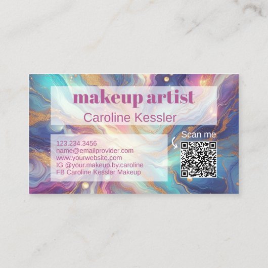 Carte De Visite Motif d'art en marbre rose violet Turquoise Aqua B (Dos)