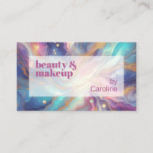 Carte De Visite Motif d'art en marbre rose violet Turquoise Aqua B (Devant)