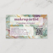 Carte De Visite Motif d'art en marbre rouge Mauve rose vert or (Dos)