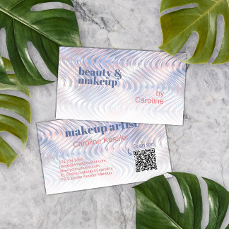 Carte De Visite Motif d'art Pastel Blue Pink Marbre métallique Vag