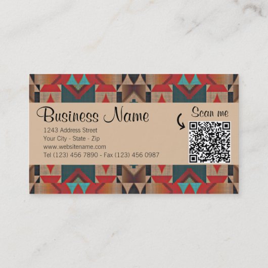 Carte De Visite Motif d'art tribal autochtone d'Amérique (Dos)