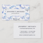 Carte De Visite Motif de baleine bleue d'aquarelle (Devant / Derrière)