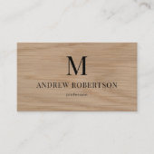 Carte De Visite Motif de bois de monogramme de code QR (Devant)