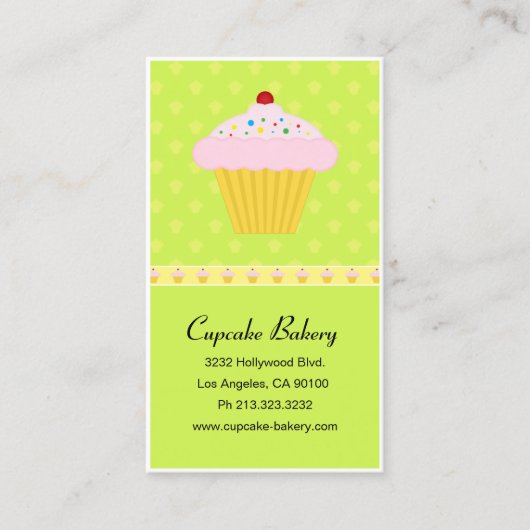 Carte De Visite Motif de boulangerie moderne Cupcake (Devant)