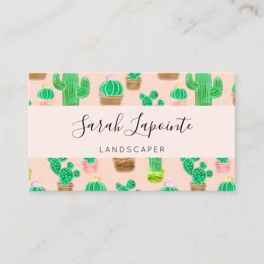 Carte De Visite Motif de cactus pointillés (Devant)