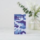 Carte De Visite Motif de camouflage bleu (Debout devant)