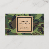 Carte De Visite Motif de camouflage vert en bois rustique Kraft (Devant)