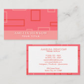 Carte De Visite Motif de Carré de Pixel rose géométrique moderne (Devant / Derrière)