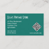 Carte De Visite Motif de carrelage rétro avec code QR de mode vint (Dos)