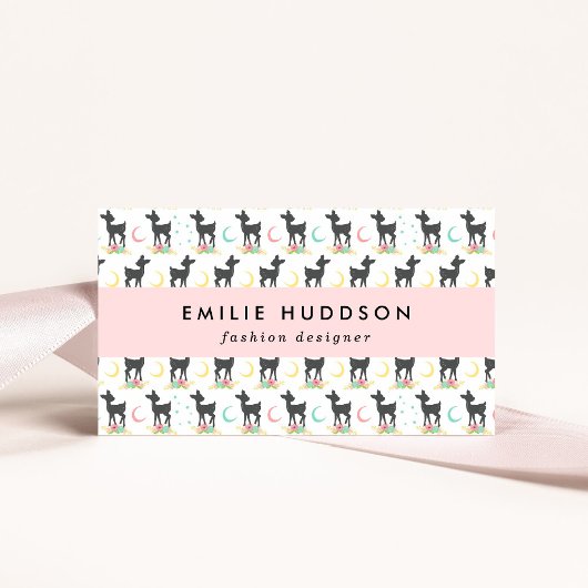 Carte De Visite Motif de cerfs, Cerf de bébé, Boho, Fleurs, Lune