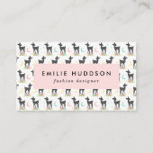 Carte De Visite Motif de cerfs, Cerf de bébé, Boho, Fleurs, Lune (Devant)