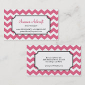 Carte De Visite Motif de chevron rose zigzag élégant personnel (Devant / Derrière)