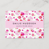 Carte De Visite Motif De Chouettes, Chouettes Roses, Boutique Anim (Devant)