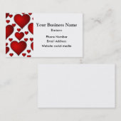 Carte De Visite Motif de coeur blanc et rouge (Devant / Derrière)