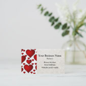 Carte De Visite Motif de coeur blanc et rouge (Debout devant)