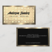 Carte De Visite Motif de coeur en cuir d'or (Devant / Derrière)