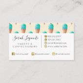 Carte De Visite Motif de cône de glace bleu, jaune clair (Dos)