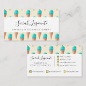 Carte De Visite Motif de cône de glace bleu, jaune clair (Devant / Derrière)