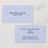 Carte De Visite Motif de contrôle de guingan. Bleu-clair et blanc (Devant / Derrière)