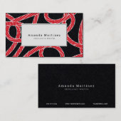 Carte De Visite Motif de corde rouge noir (Devant / Derrière)