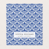 Carte De Visite Motif de damas bleu marine (Extérieur déplié)