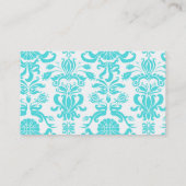 Carte De Visite motif de damas complexe bleu et blanc aqua (Dos)