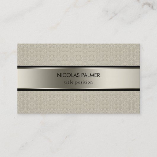 Carte De Visite Motif de Damas gris-orange (Devant)