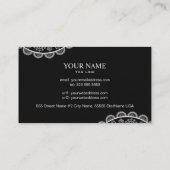 Carte De Visite Motif de dentelle ornée noir et blanc (Dos)