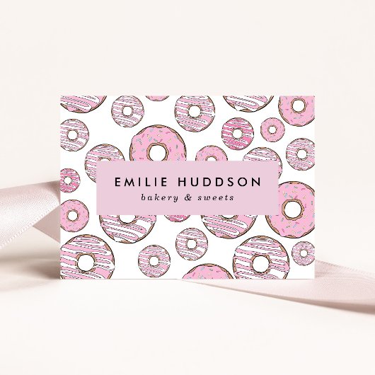 Carte De Visite Motif De Donuts Roses, Boutique De Gâteaux, Boutiq
