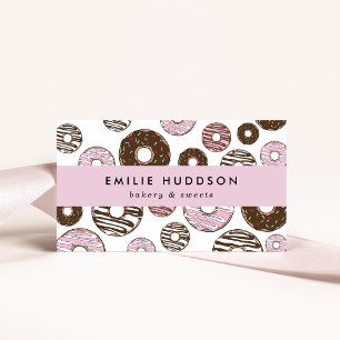 Carte De Visite Motif De Donuts Roses, Boutique De Gâteaux, Boutiq