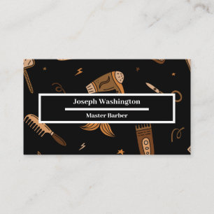 Carte De Visite Motif de Doodle Barber Shop Icons