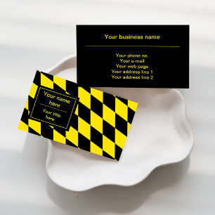 Carte De Visite Motif de drapeau bavarois diamant noir et jaune