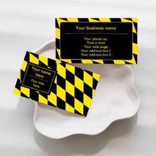 Carte De Visite Motif de drapeau bavarois diamant noir et jaune
