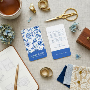 Carte De Visite Motif de faïence classique bleu floral