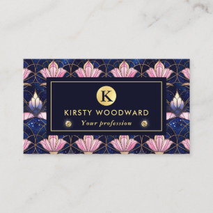 Carte De Visite Motif de faux vitrail élégant de lotus rose