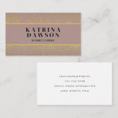 Carte De Visite Motif de feuille d'or métallique chic (Devant / Derrière)