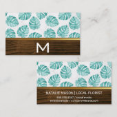 Carte De Visite Motif de feuille Monstera Gold Wood (Devant / Derrière)