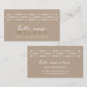 Carte De Visite Motif de flèche RUSTIQUE joli boho blanc kraft (Devant / Derrière)