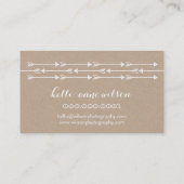 Carte De Visite Motif de flèche RUSTIQUE joli boho blanc kraft (Dos)
