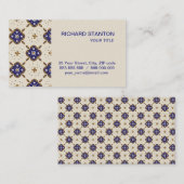 Carte De Visite Motif de fleurs bleu profond (Devant / Derrière)
