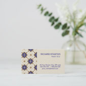Carte De Visite Motif de fleurs bleu profond (Debout devant)