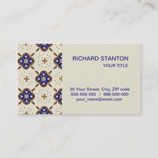 Carte De Visite Motif de fleurs bleu profond (Devant)