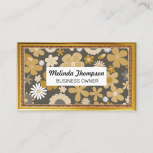Carte De Visite Motif de fleurs cutesy   Cadres d'antiquités or