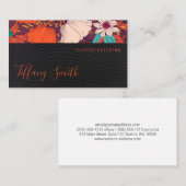 Carte De Visite Motif de fleurs d'illustration | Cuir (Devant / Derrière)