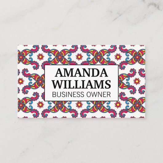 Carte De Visite Motif de fleurs Paisley (Devant)