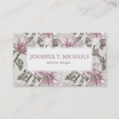 Carte De Visite Motif de fleurs rose amorti de ketmie (Devant)